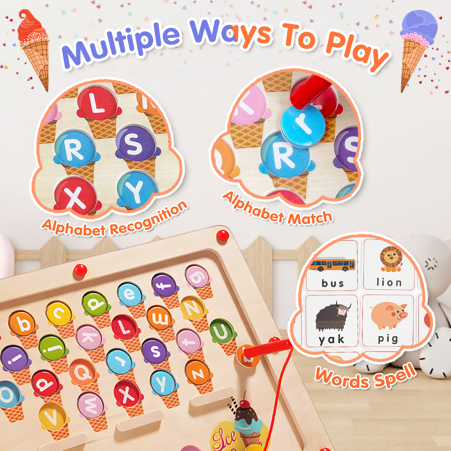 Joylike Wooden Color Matching Counting Puzzle for Toddlers Educational Fine Montessori Game Board