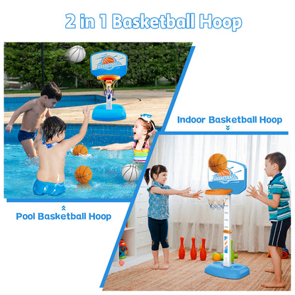 Adjustable swimming pool basketball hoop