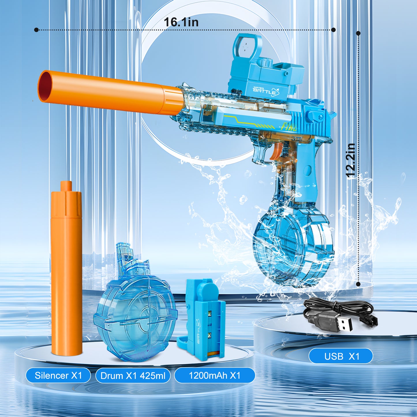 Electric Water Gun with 32ft long range for kids & adults