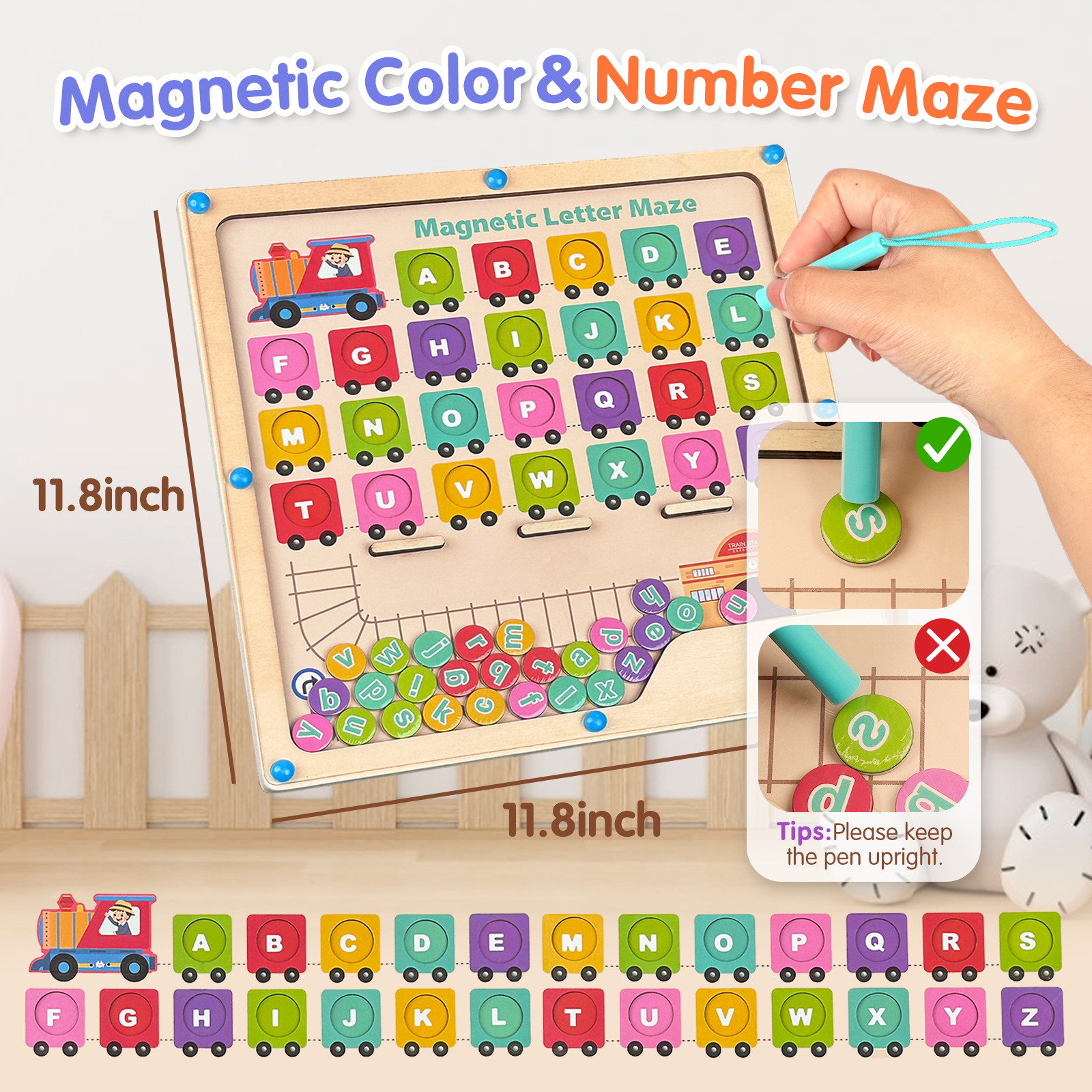 Joylike Wooden Color Matching Counting Puzzle for Toddlers Educational Fine Montessori Game Board