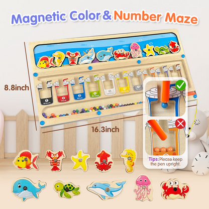 Joylike Wooden Color Matching Counting Puzzle for Toddlers Educational Fine Montessori Game Board