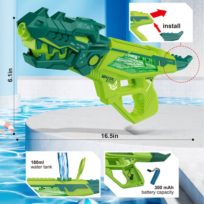 2-Piece Electric Dinosaur Water Gun for Kids（pink/green）