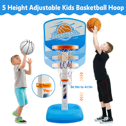 Adjustable swimming pool basketball hoop