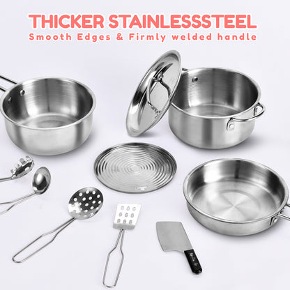 Classic 25-piece Stainless Steel & Plastic Cookware Kitchen Playset