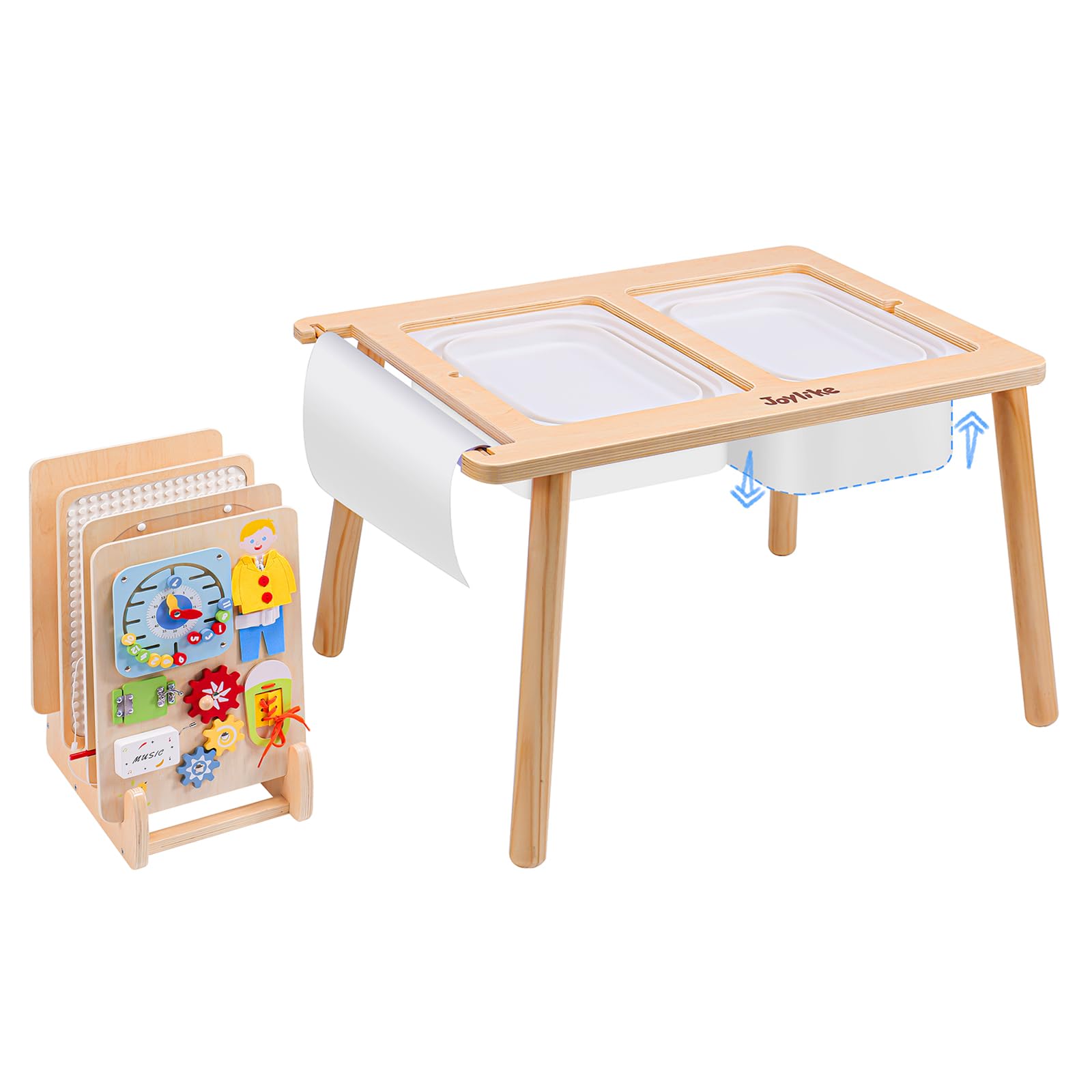 JoyLike Kids Table for Drawing and Sensory Play with 4 Montessori Activity Boards