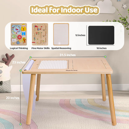 JoyLike Kids Table for Drawing and Sensory Play with 4 Montessori Activity Boards