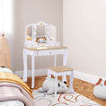 Charger l'image dans la visionneuse de la galerie, Joylike Girls Vanity set with mirror,wooden dressing table,Pretend play vanity table and chair set
