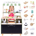 Charger l'image dans la visionneuse de la galerie, Joylike 37 PCS Wooden Coffee Shop Play Set, Pretend Grocery Store, Realistic Bakery Shop Sessert Stand with Toy Foods
