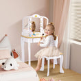 Charger l'image dans la visionneuse de la galerie, Joylike Girls Vanity set with mirror,wooden dressing table,Pretend play vanity table and chair set
