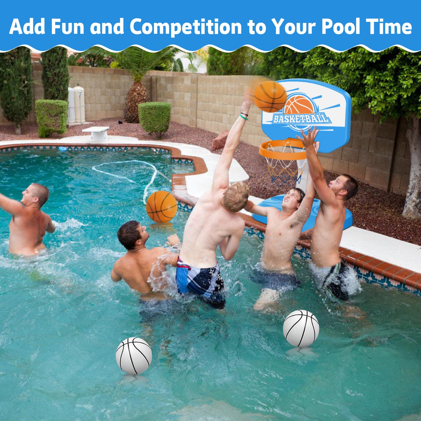 Adjustable swimming pool basketball hoop