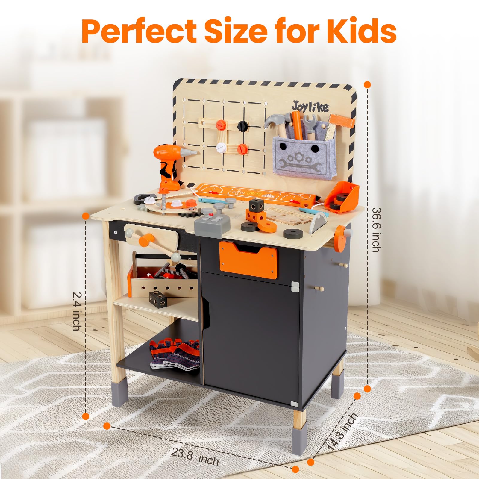 Joylike Kids Tool Set - Premium Wooden Toddler Tool Bench with Tools