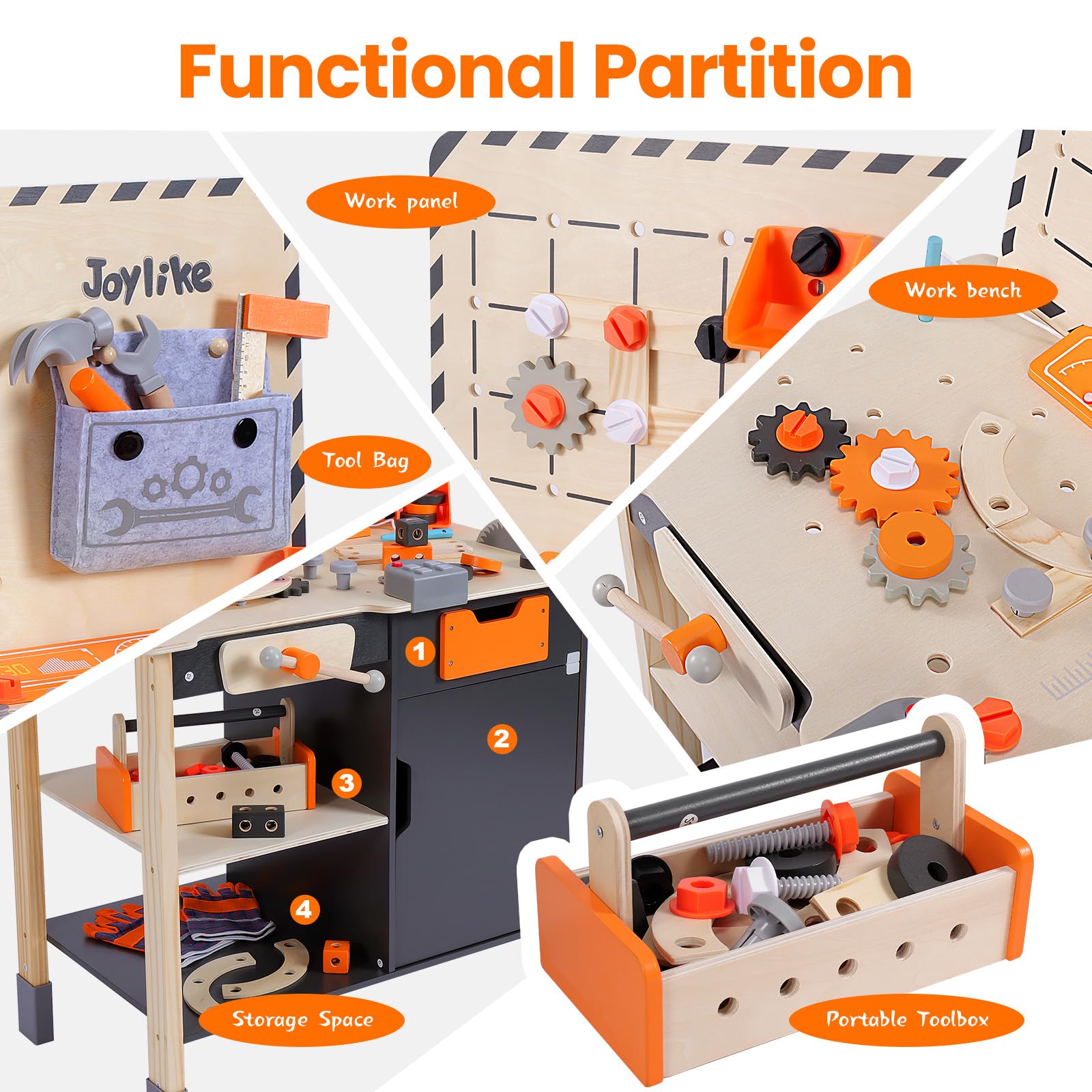 Joylike Kids Tool Set - Premium Wooden Toddler Tool Bench with Tools