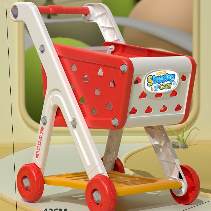 26 Pcs Toy Shopping Cart with Pretend Food